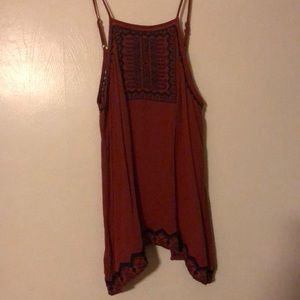 Boho style redish-orange top with open back